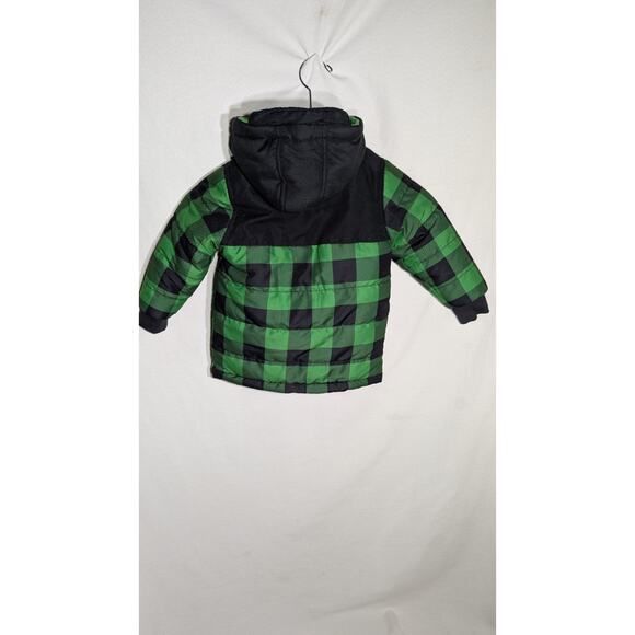 Disney Store Toy Story Hooded Puffer Jacket Boys 3T Green Black Plaid Buzz Woody - Picture 4 of 7